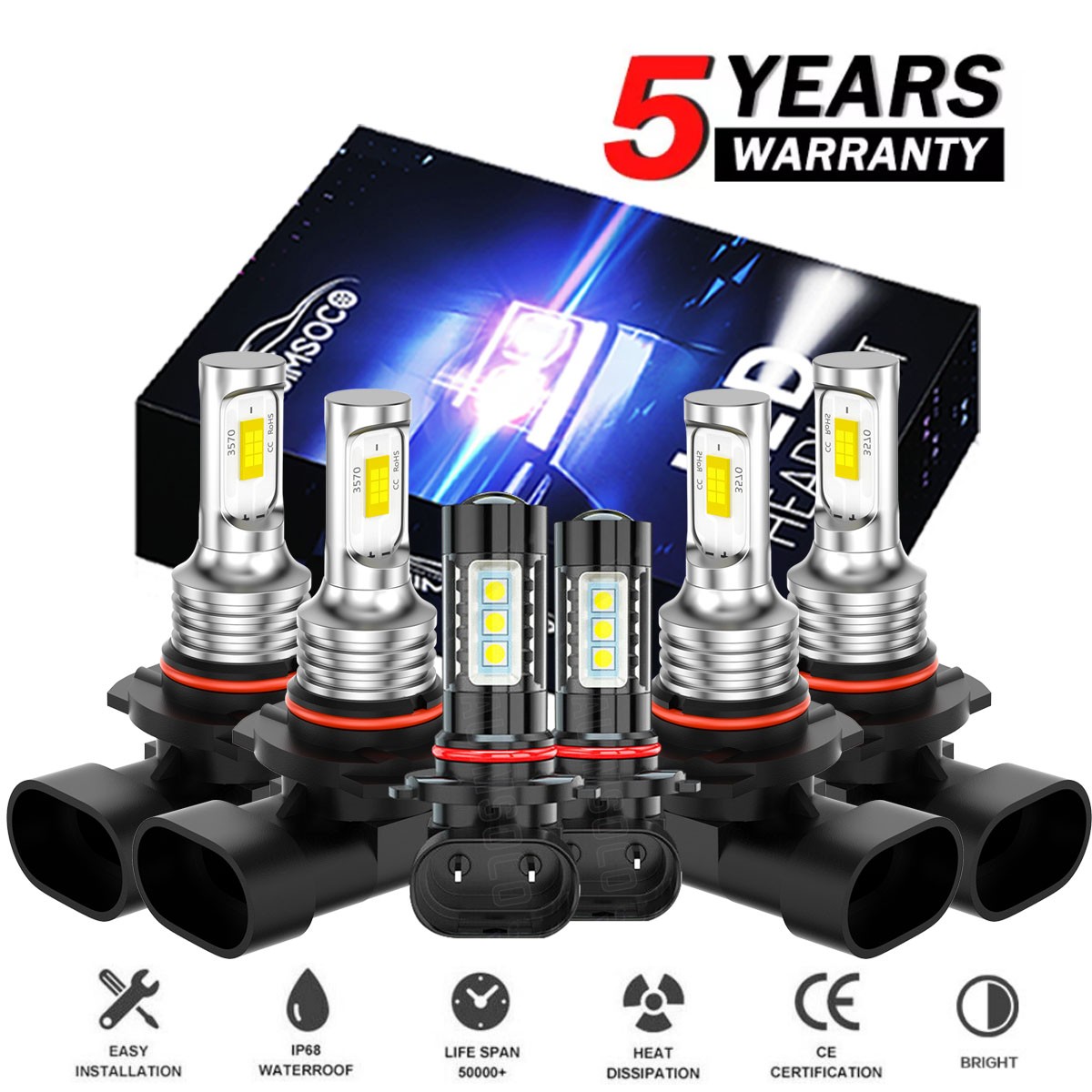 For Chevy Silverado 1500 2500 2003-2006 - 10000K LED Headlights +Fog Bulbs Kit For Chevy Silverado 1500 2500 2003-2006 - 10000K LED Headlights +Fog Bulbs Kit