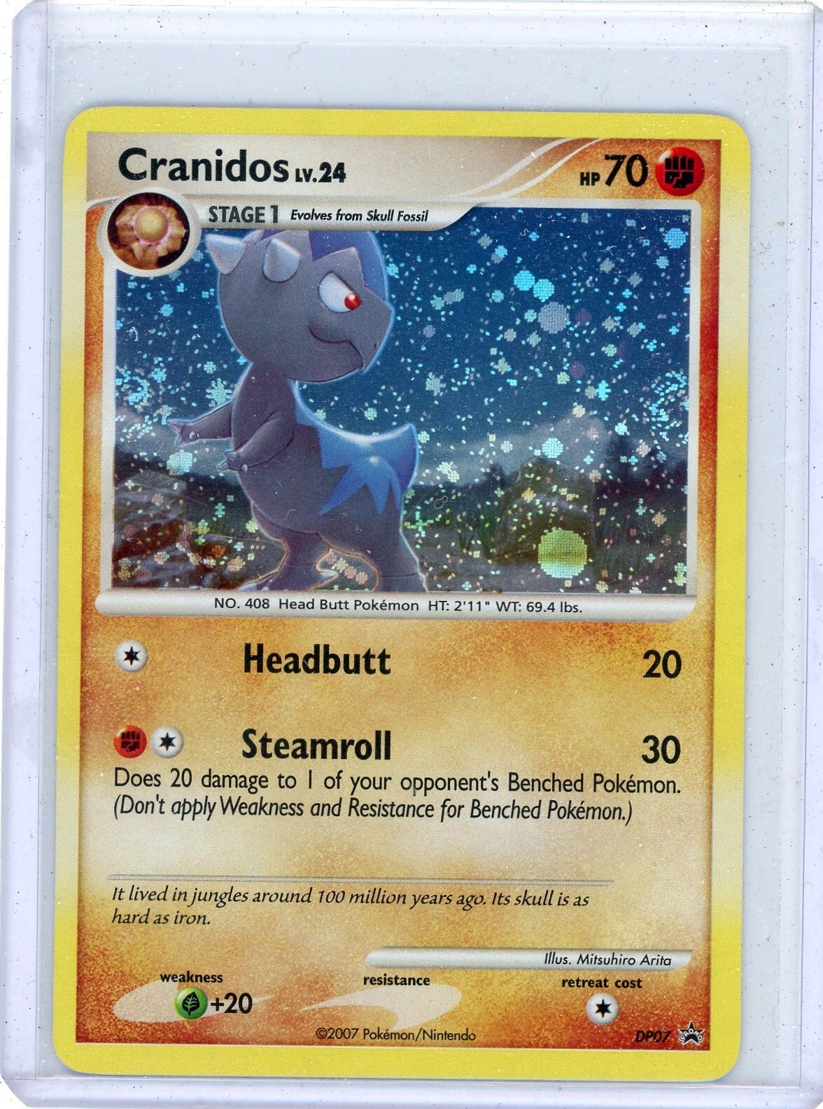 CRANIDOS 2007 POKEMON DIAMOND & PEARL #DP07 BLACK STAR PROMO HOLO CARD *UNPLAYED