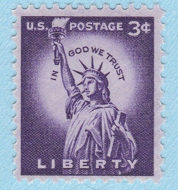 VTG 1954 STATUE OF LIBERTY STAMP SINGLE PURPLE UNUSED POSTAGE 3 CENT USPS MNH