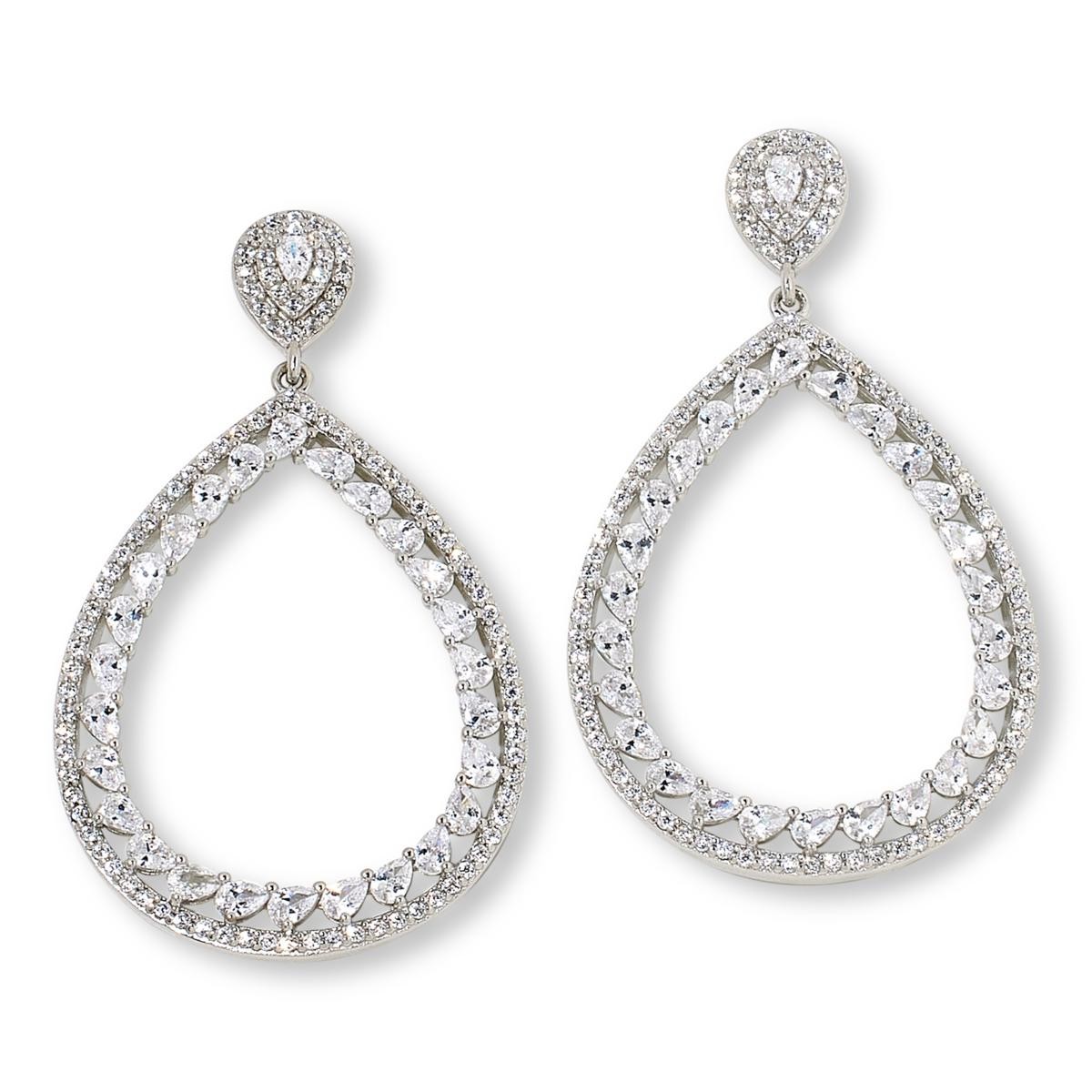 Absolute Sterling Silver 2.82ctw Open Teardrop Dangle Earrings Absolute Sterling Silver 2.82ctw Open Teardrop Dangle Earrings