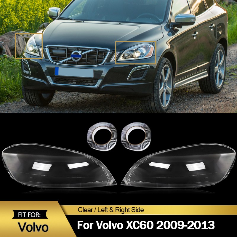 For 2009-2013 Volvo XC60 Left & Right Side Headlamp Headlight Clear Cover Lens