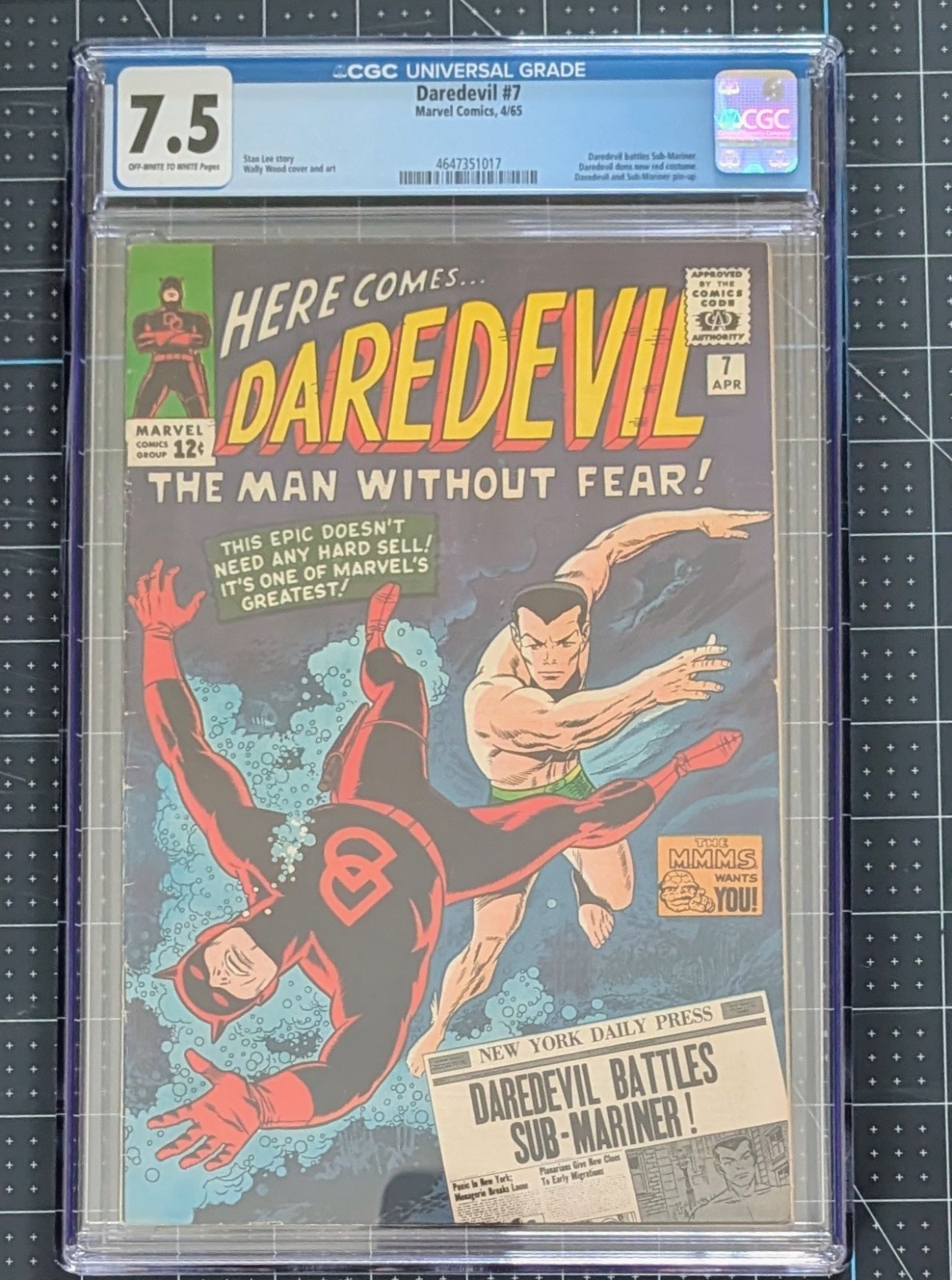  Daredevil #7 - CGC 7.5 (Marvel, 1965) - 1ST RED COSTUME APPEARANCE -Sub-Mariner
