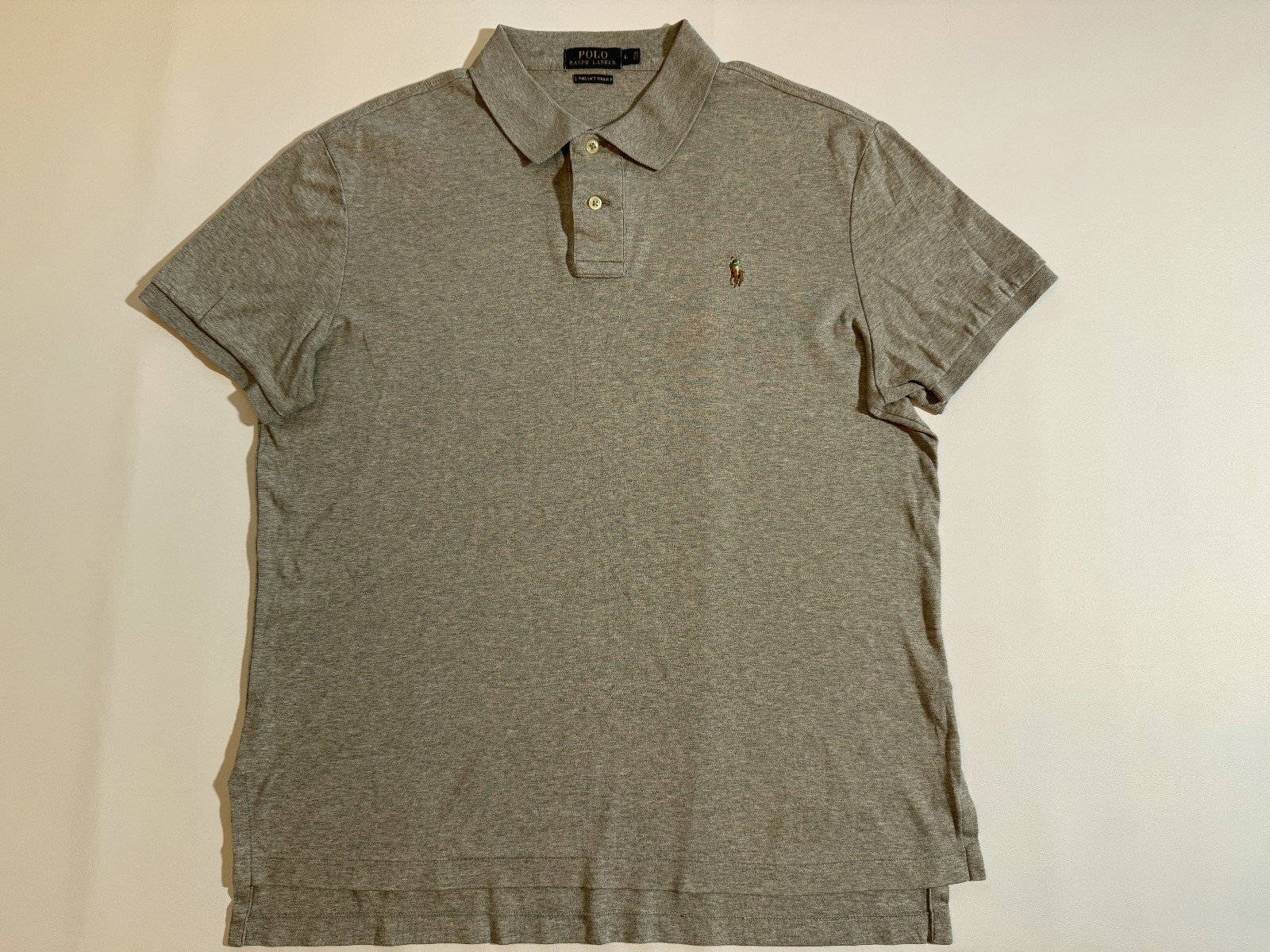 VTG Polo Ralph Lauren Men\'s Large Gray Polo Shirt Pima Soft Touch Cotton
