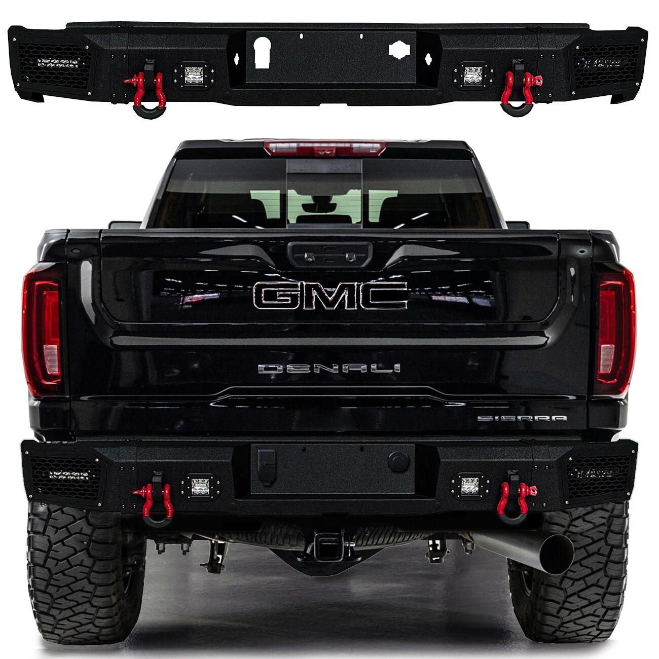Vijay Fit 2020-2025 GMC Sierra 2500 3500 Steel Rear Bumper With LED Lights
