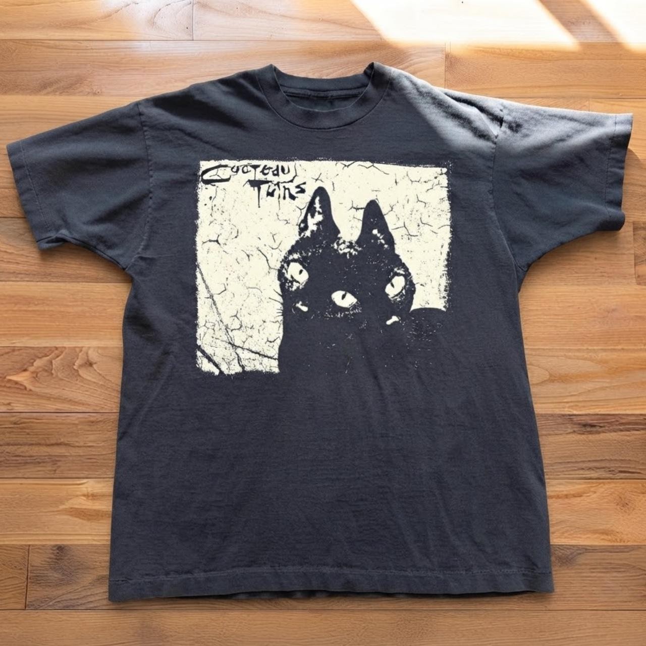 Black Cocteau Twins Cat Three Eyes graphic tee