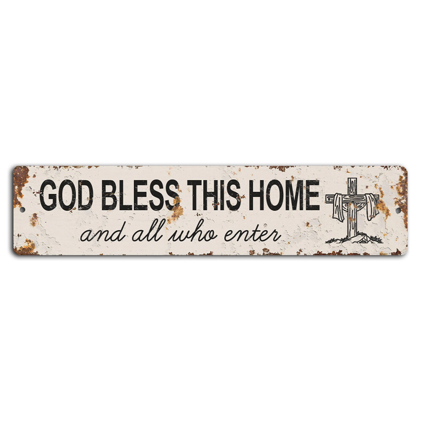 God Bless This Home and All Who Enter Rustic Jesus Cross Sign Metal Decor God Bless This Home and All Who Enter Rustic Jesus Cross Sign Metal Decor