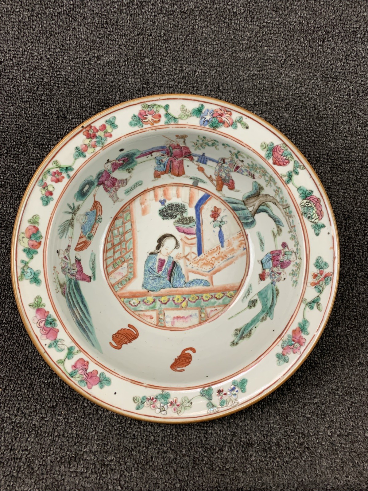 Antique Chinese Qing Dynasty Porcelain Basin 19th Century 11.5” Wide 4” Deep Antique Chinese Qing Dynasty Porcelain Basin 19th Century 11.5” Wide 4” Deep