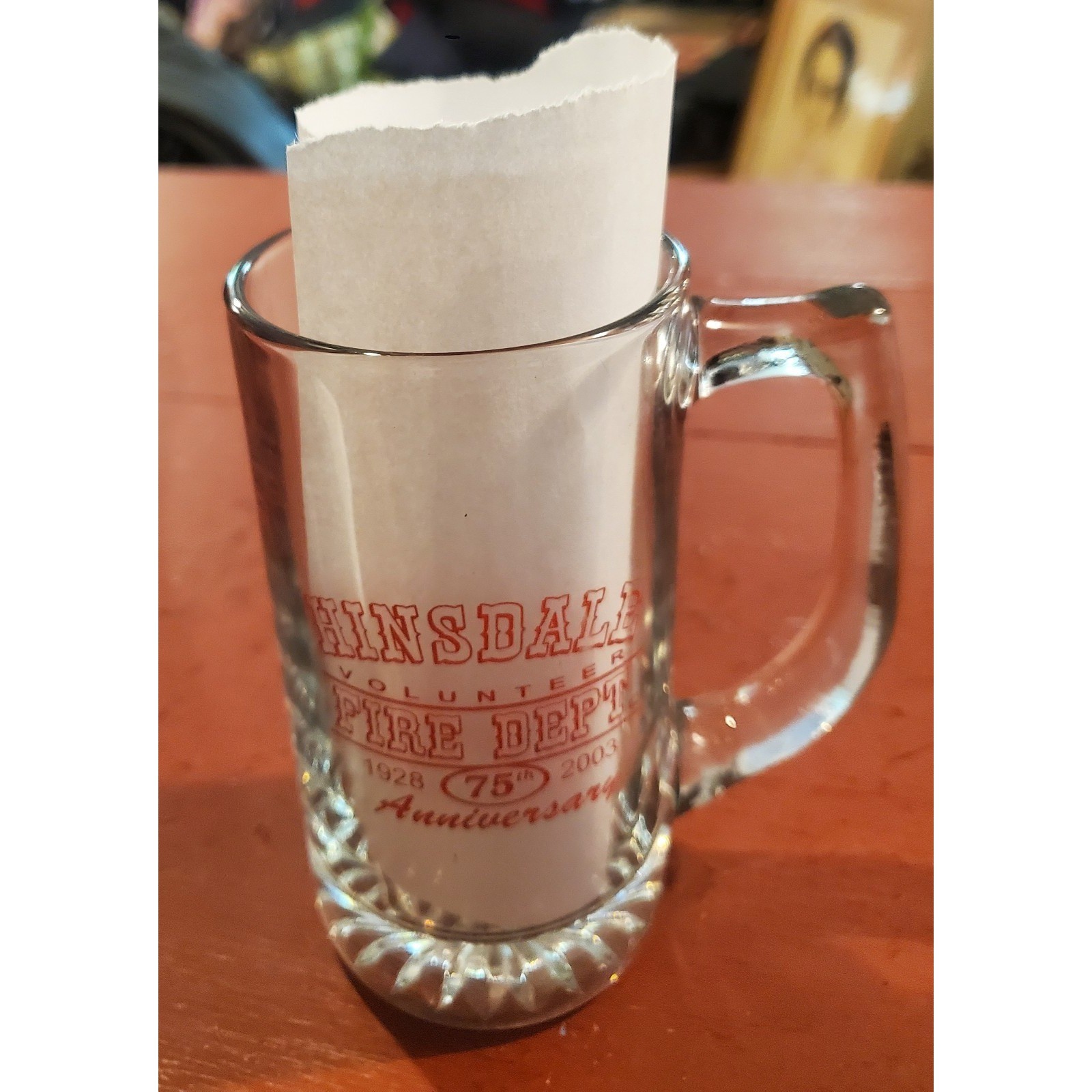 Vintage 2003 Hinsdale MA Fire Dept. 75th Anniversary Beer Drinking Glass Mug Vintage 2003 Hinsdale MA Fire Dept. 75th Anniversary Beer Drinking Glass Mug