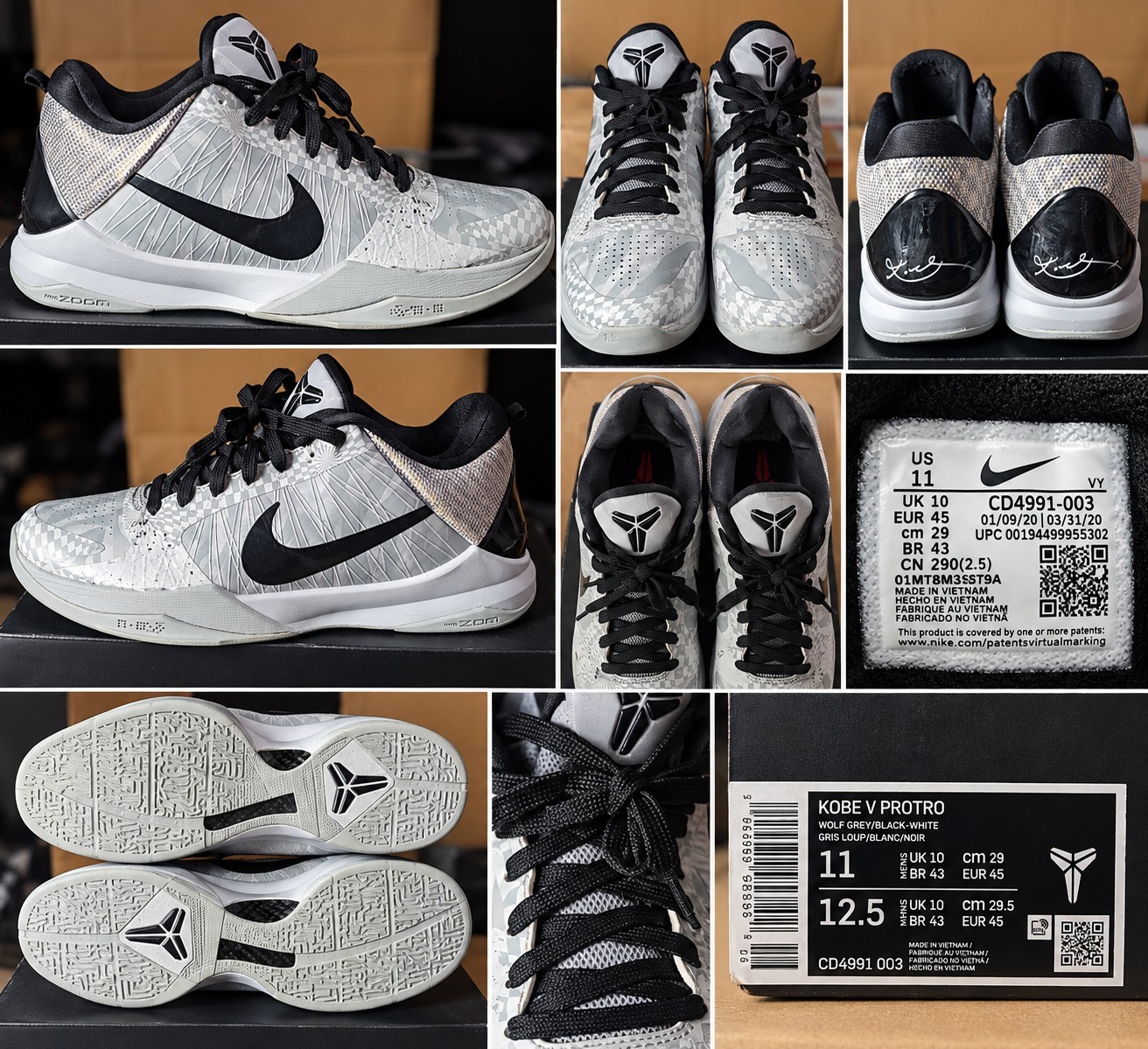 Nike Kobe 5 V Protro Zebra PE DeMar DeRozan CD4991-003 Mens Size 11 OG Box