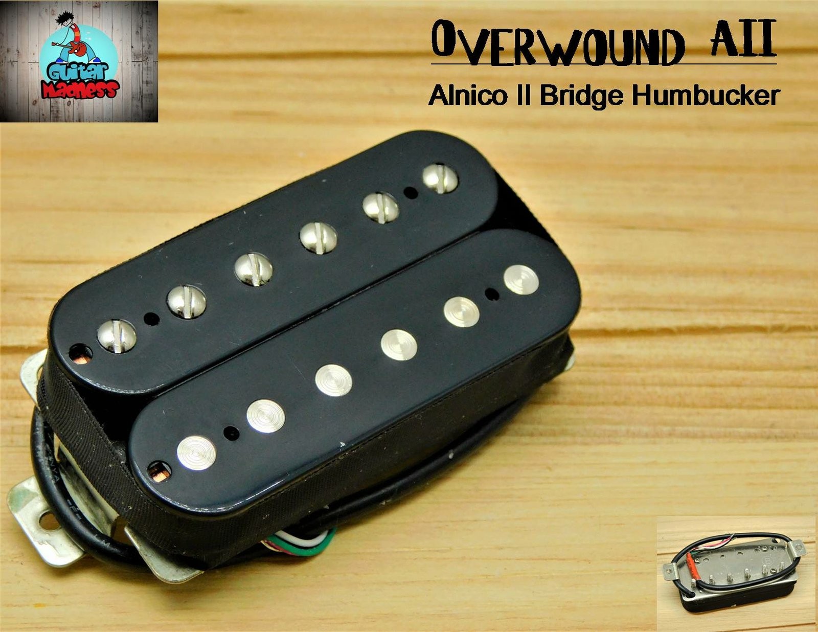 G.M. Overwound Alnico II Bridge Pickup Black, Nickle Silver Base plates