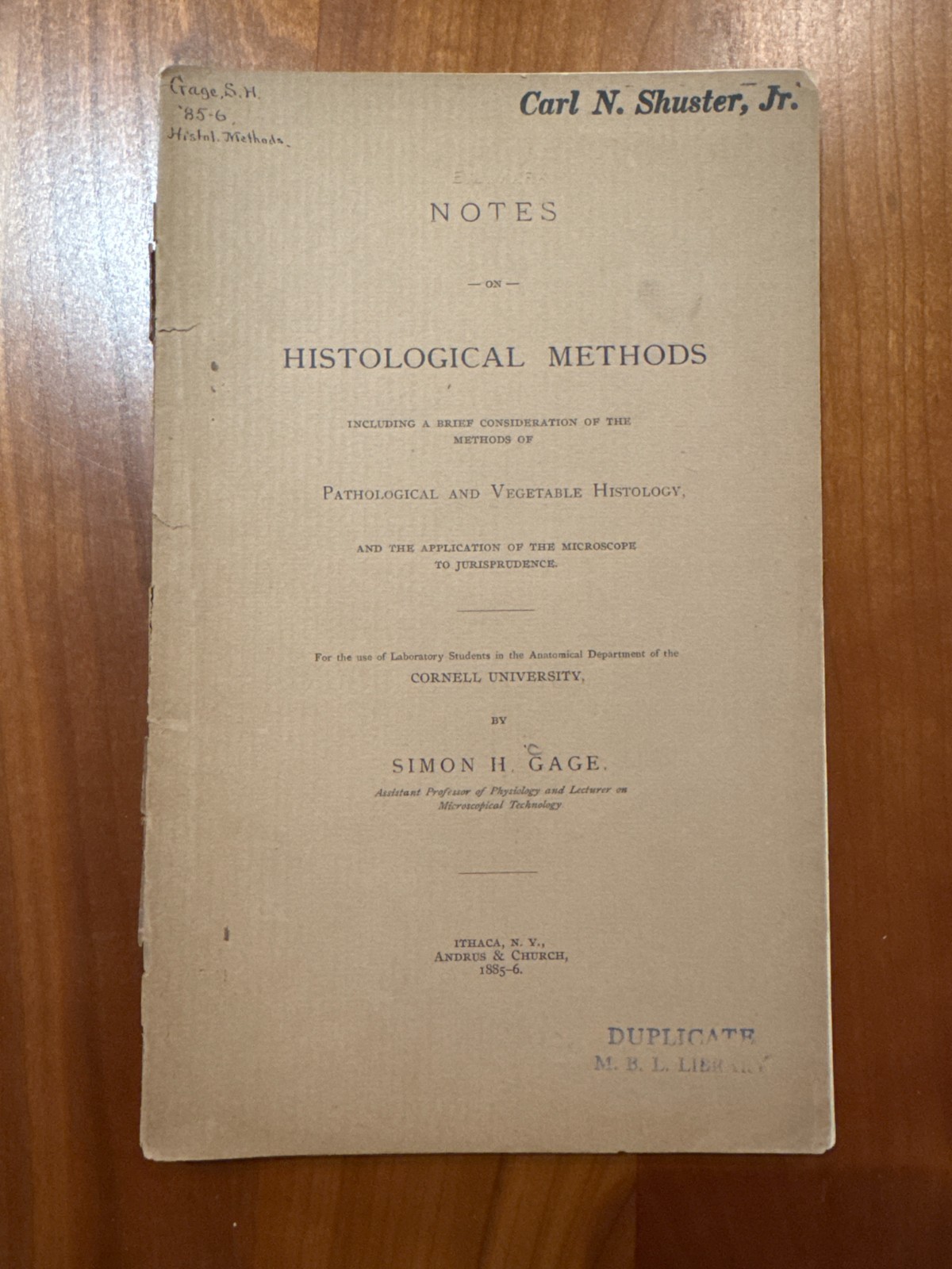 RARE 1885-86 Histological Methods Pathological Vegetable Histology Gage Cornell