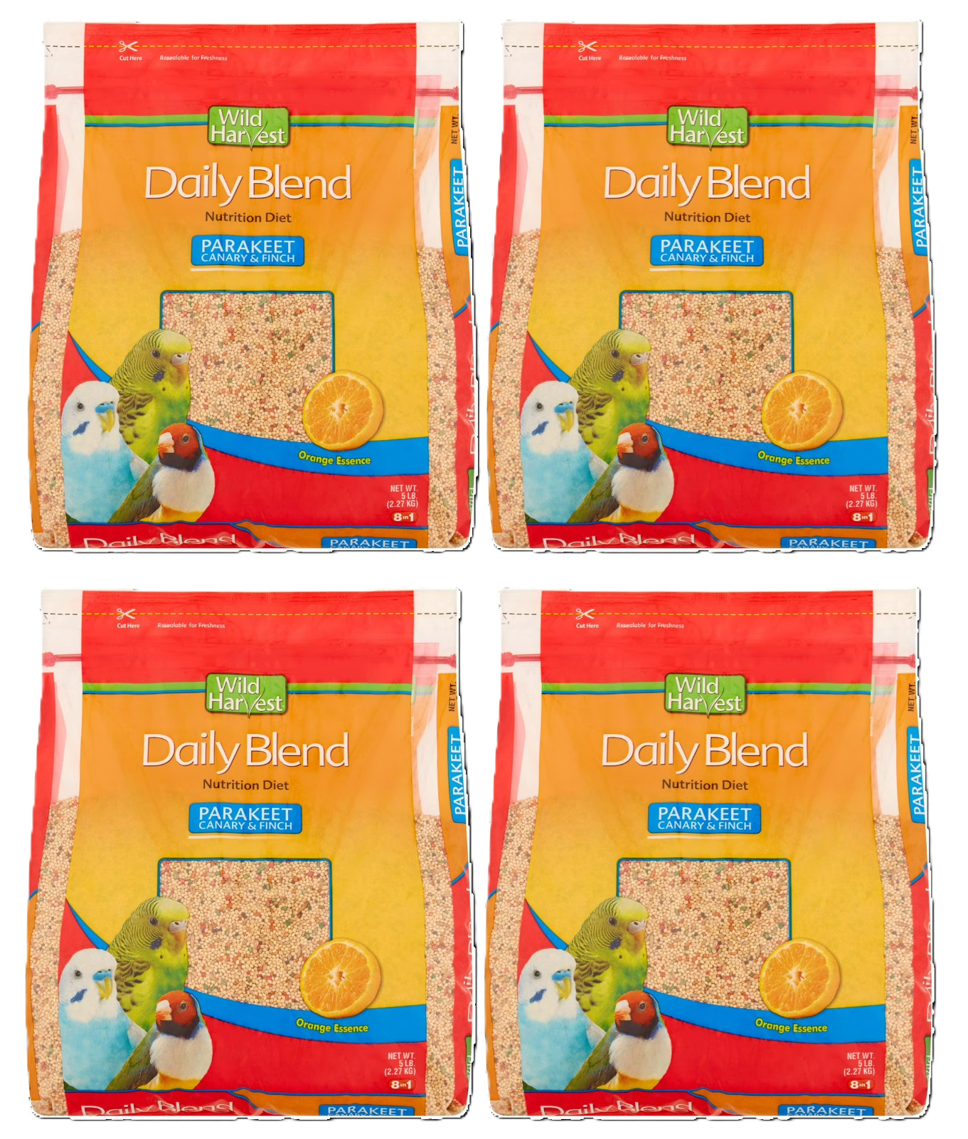 (4 Pack) Wild Harvest Parakeet, Canary & Finch Daily Nutrition Blend, 5 lb