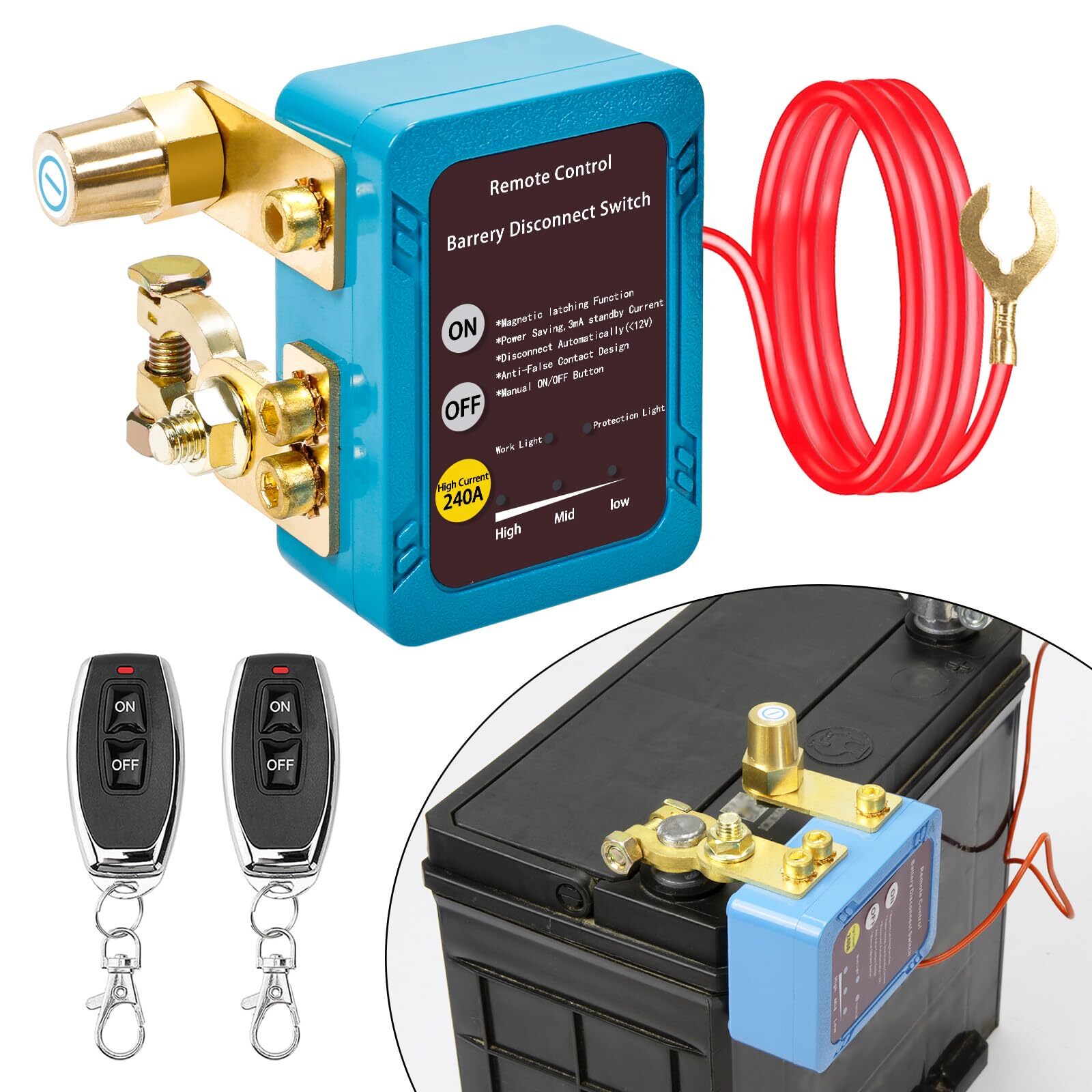 Remote Battery Disconnect Switch 12v, 240A, Upgrade Smart Voltage Kill Switch Remote Battery Disconnect Switch 12v, 240A, Upgrade Smart Voltage Kill Switch