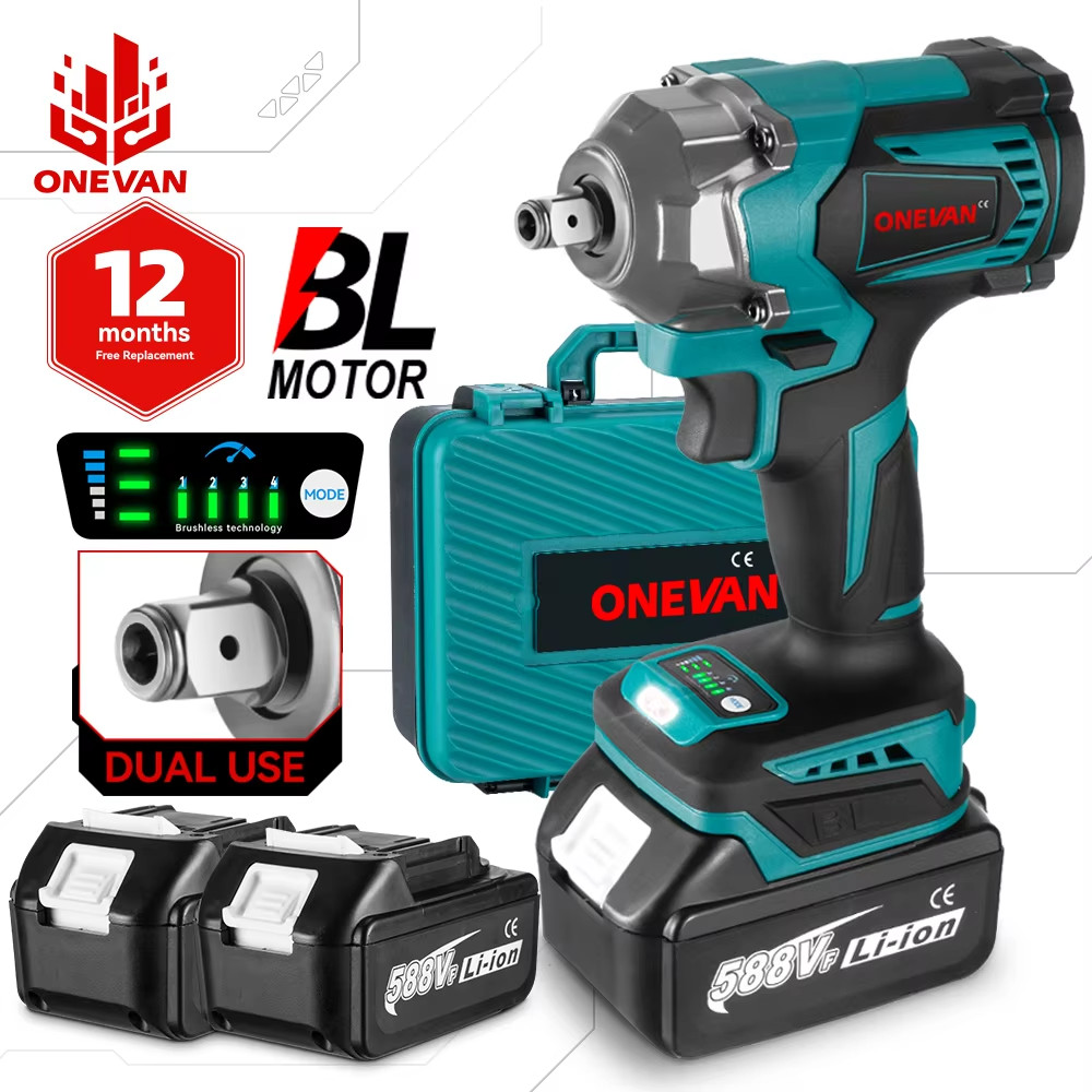 ONEVAN 1200N.M 1/2\'\' 18V Brushless Screwdriver Compatible with Makita Batteries