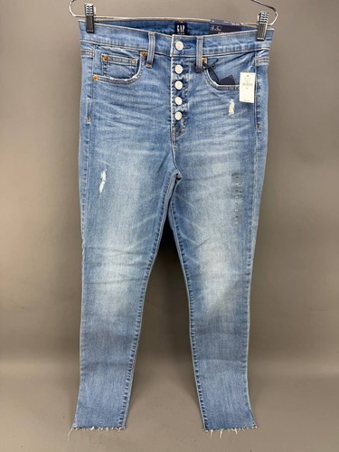 GAP Denim Womens Blue Stretch Fly Button True Skinny Jeans Size 28 GAP Denim Womens Blue Stretch Fly Button True Skinny Jeans Size 28