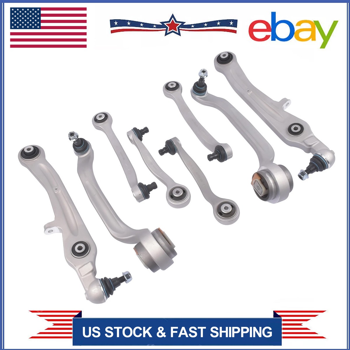 Upper & Lower Suspension Control Arms Set Fits 04-19 Bentley Gt Gtc Flying Spur