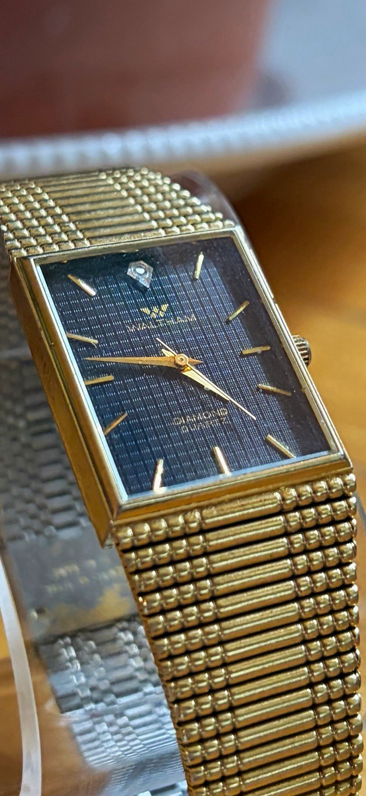 Vintage Waltham Diamond Quartz Gold-Tone Dress Watch | Textured Dial