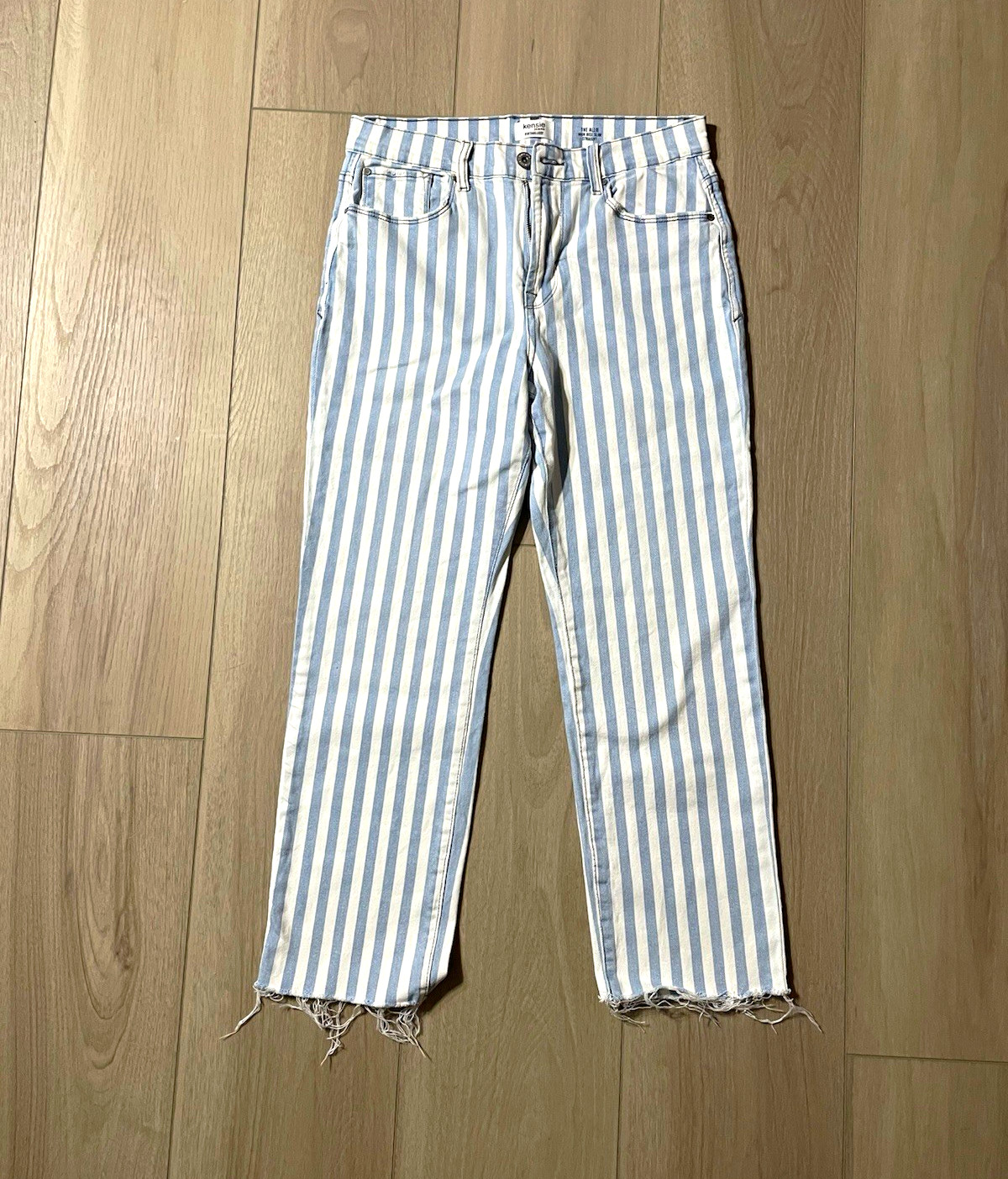 Kensie Jeans High Rise Slim Straight Jeans Womens Striped Stretch 5-Pocket