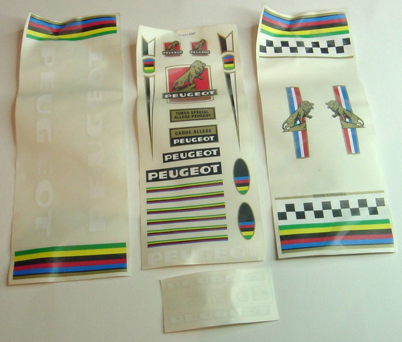 RARE VTG PEUGEOT STICKER SET - BICYCLE FRAME SET STCIKERS