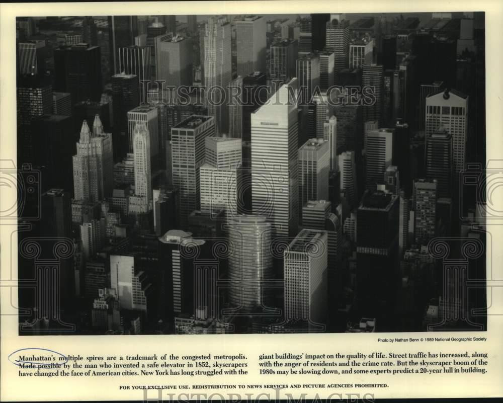1989 Press Photo Downtown Manhattan Skyscrapers - noc06912
