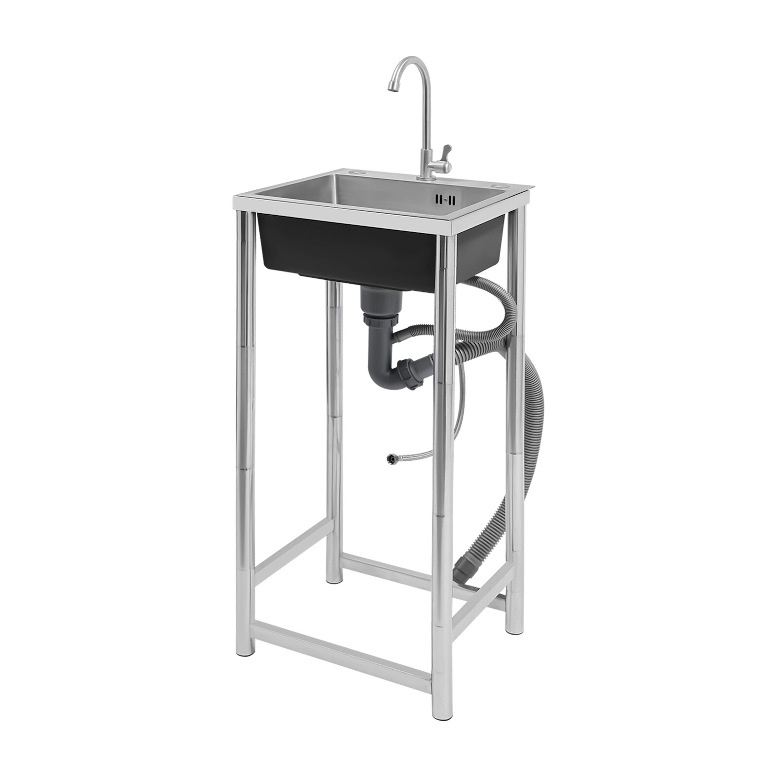 Commercial Utility Sink Stainless Steel Kitchen Sink 1 Compartment with Faucet