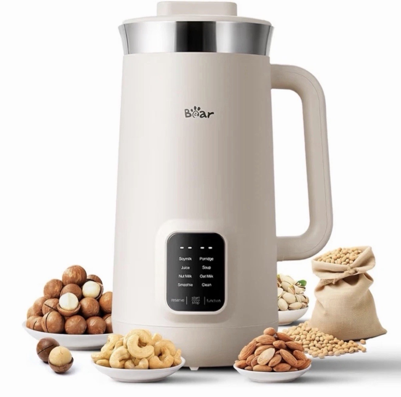 Bear 8 in 1 Nut Milk Maker Machine, 40oz/1.2L with Self Cleaner | Beige | New