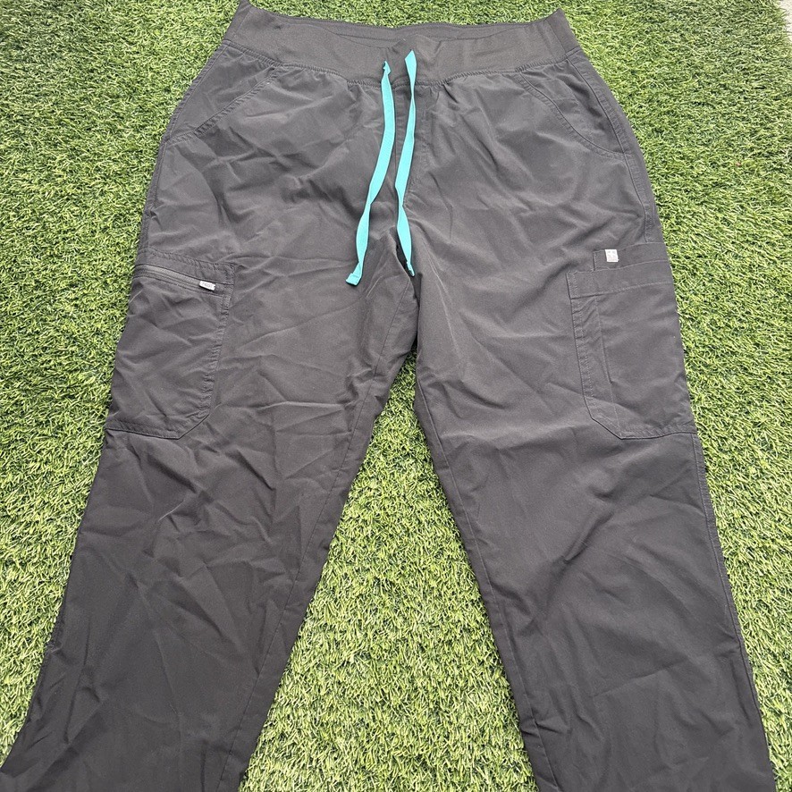 FIGS Technical Yola FreeX Lined Scrub Pants Womens Large Black Polyester Spandex
