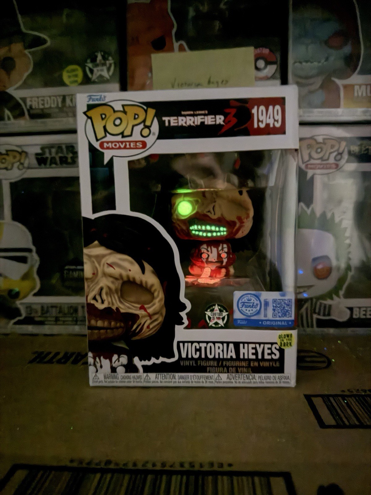 Custom Bloody GITD Funko Pop Terrifier 3 Victoria Heyes #1949 EE Exclusive Glow