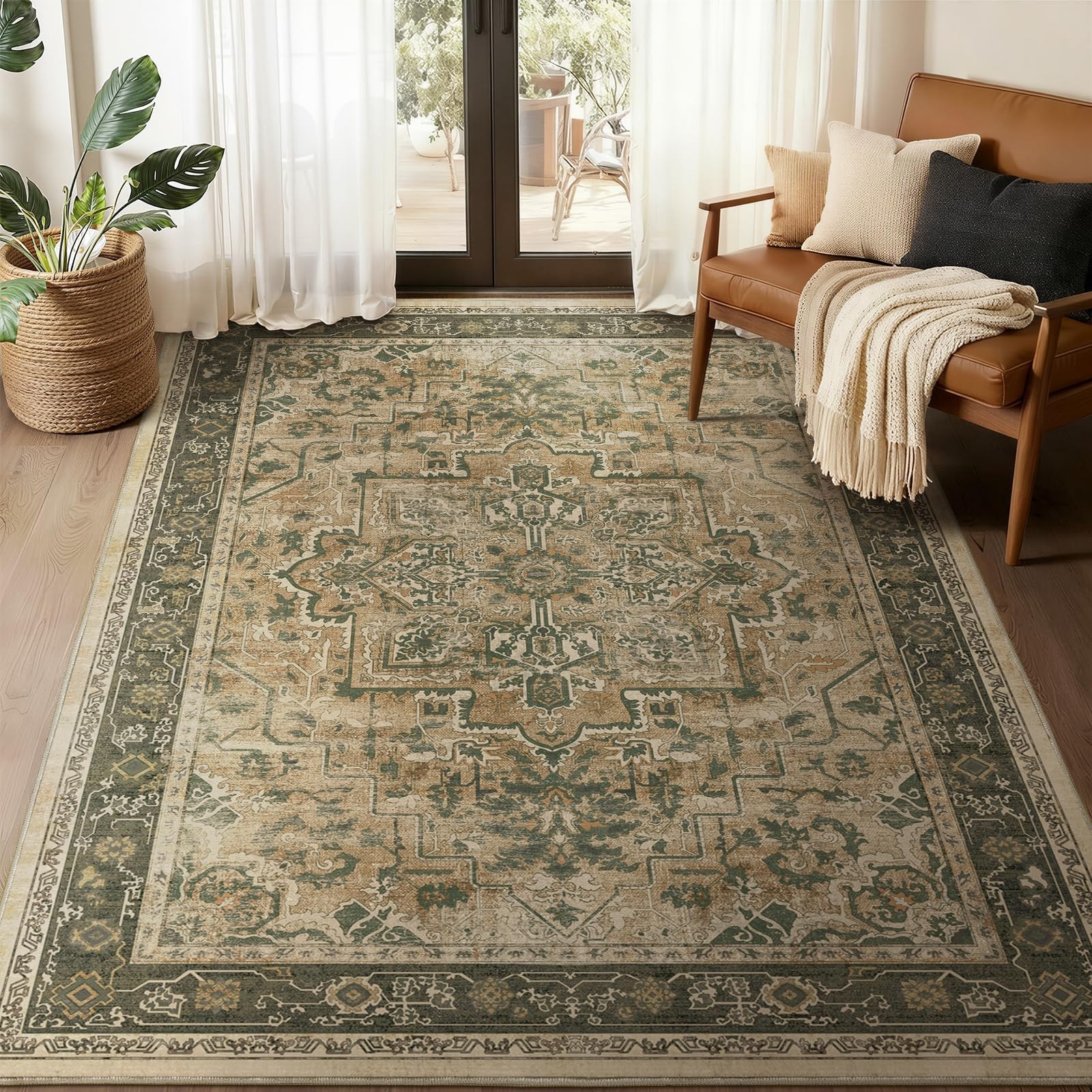Jainmy Vintage Distressed 5x7 Area Rugs for Living Room Bedroom Non Slip Wash...