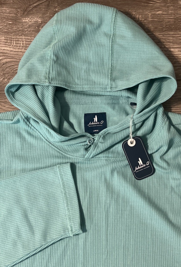 Johnnie-O Brinson Waffle Knit Henley Hoodie Green Grass Men’s Sz Large NWT $148 Johnnie-O Brinson Waffle Knit Henley Hoodie Green Grass Men’s Sz Large NWT $148