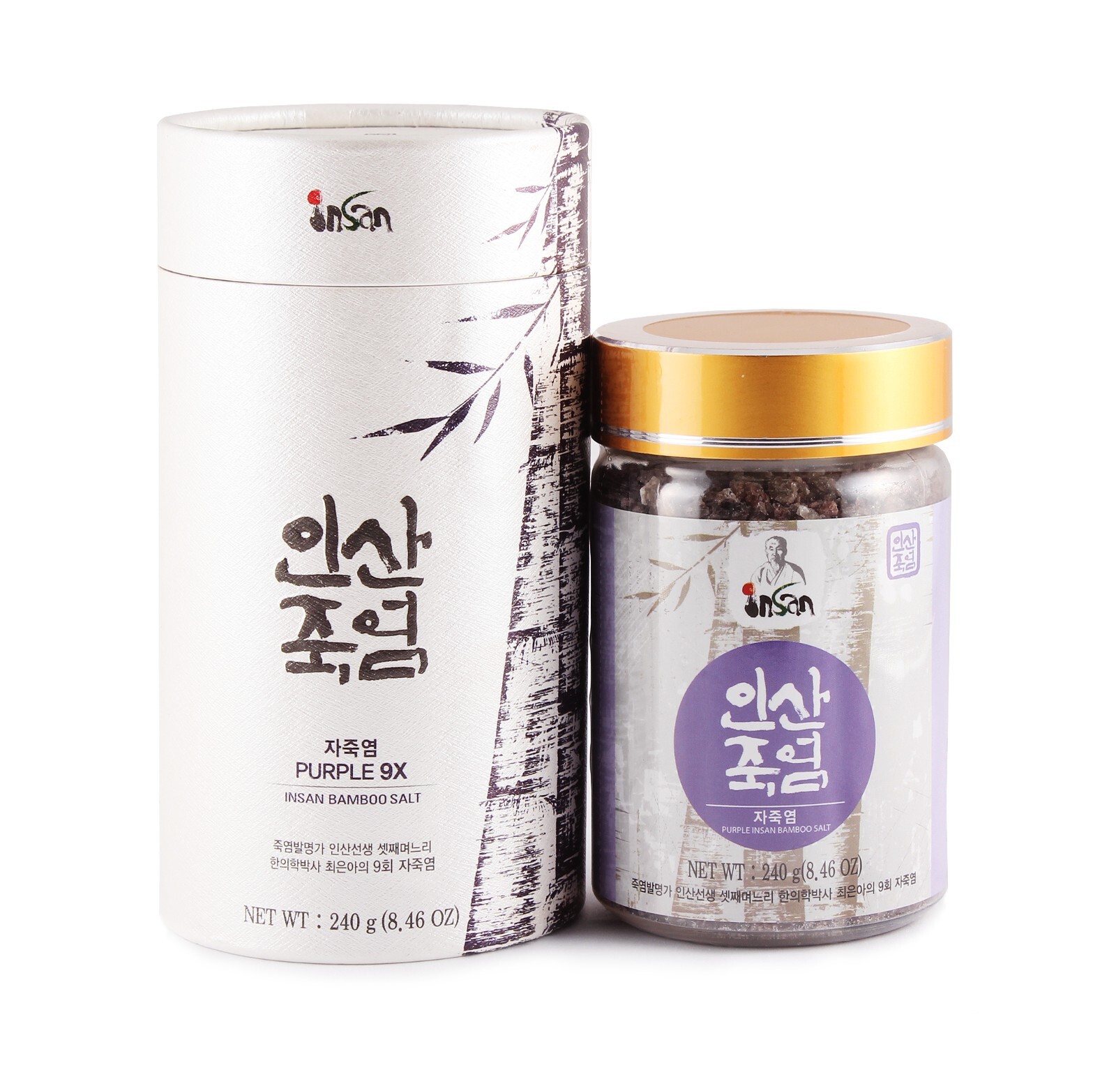 INSAN Korean Bamboo Salt 9X Roasted Purple Premium Mineral Salt Crystal 240g
