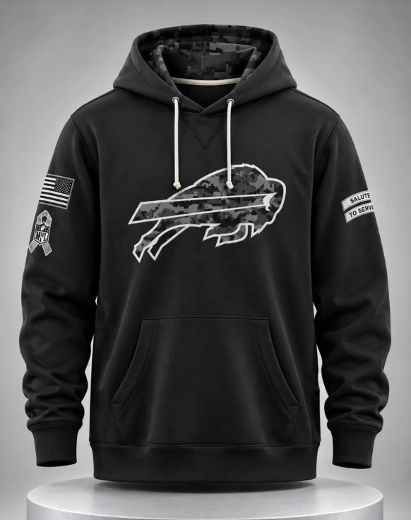 HOT Men\'s Buffalo Bills 2026 Salute to Service Pullover Black Hoodie All Size HOT Men\'s Buffalo Bills 2026 Salute to Service Pullover Black Hoodie All Size