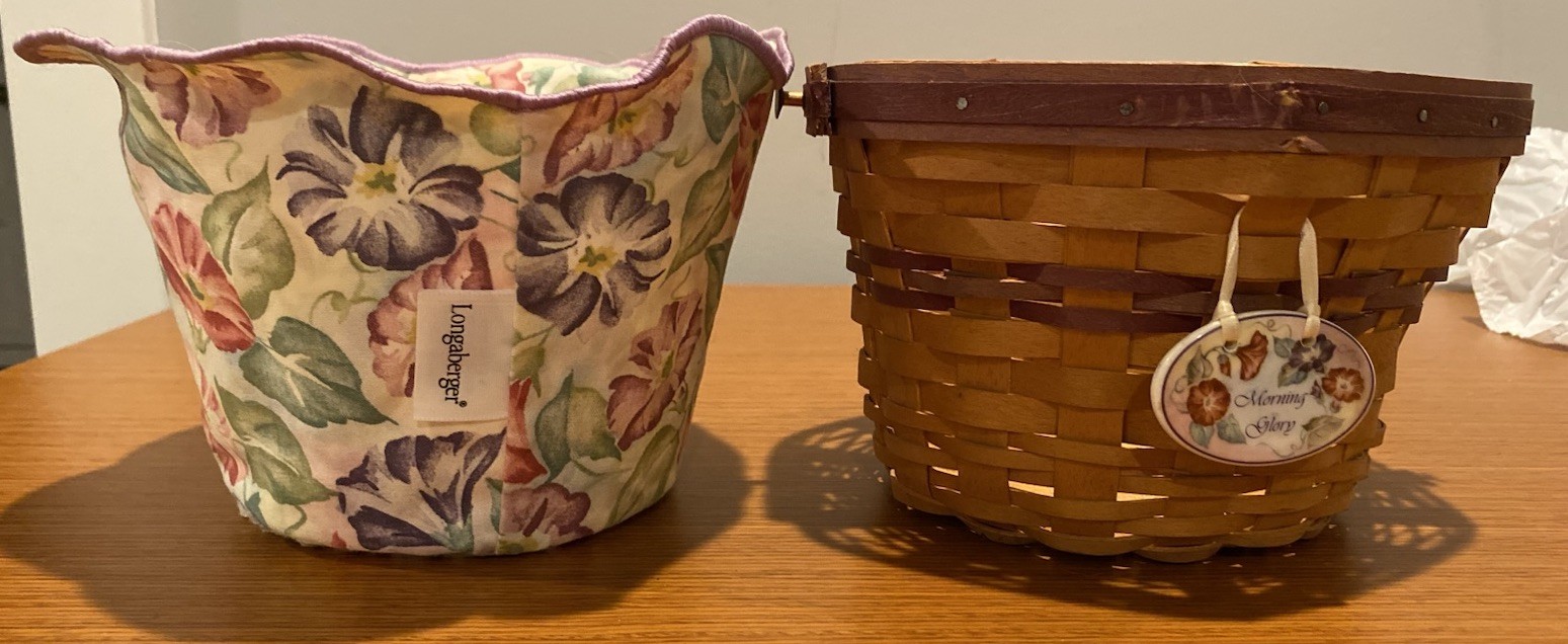 Longaberger 2000 May Series Morning Glory Basket w Floral Liner Collectible Longaberger 2000 May Series Morning Glory Basket w Floral Liner Collectible