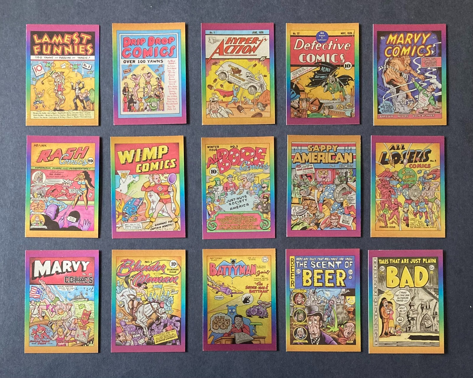 1993 DEFECTIVE COMICS Complete 50 Card SILVER Foil Insert Set - RARE PARALLEL 1993 DEFECTIVE COMICS Complete 50 Card SILVER Foil Insert Set - RARE PARALLEL