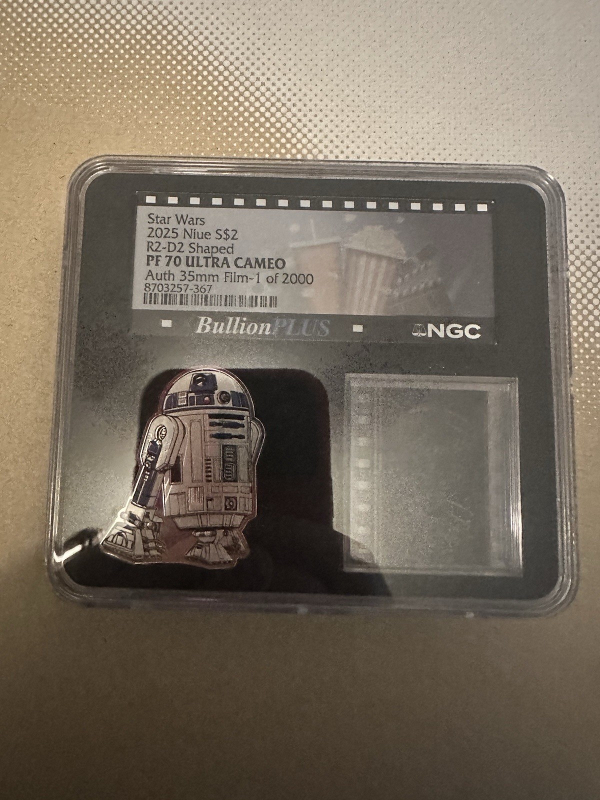 2025 Agoro Niue 1 oz Silver Proof Coin NGC R2-D2 PF70 UC 35 MM Screencut