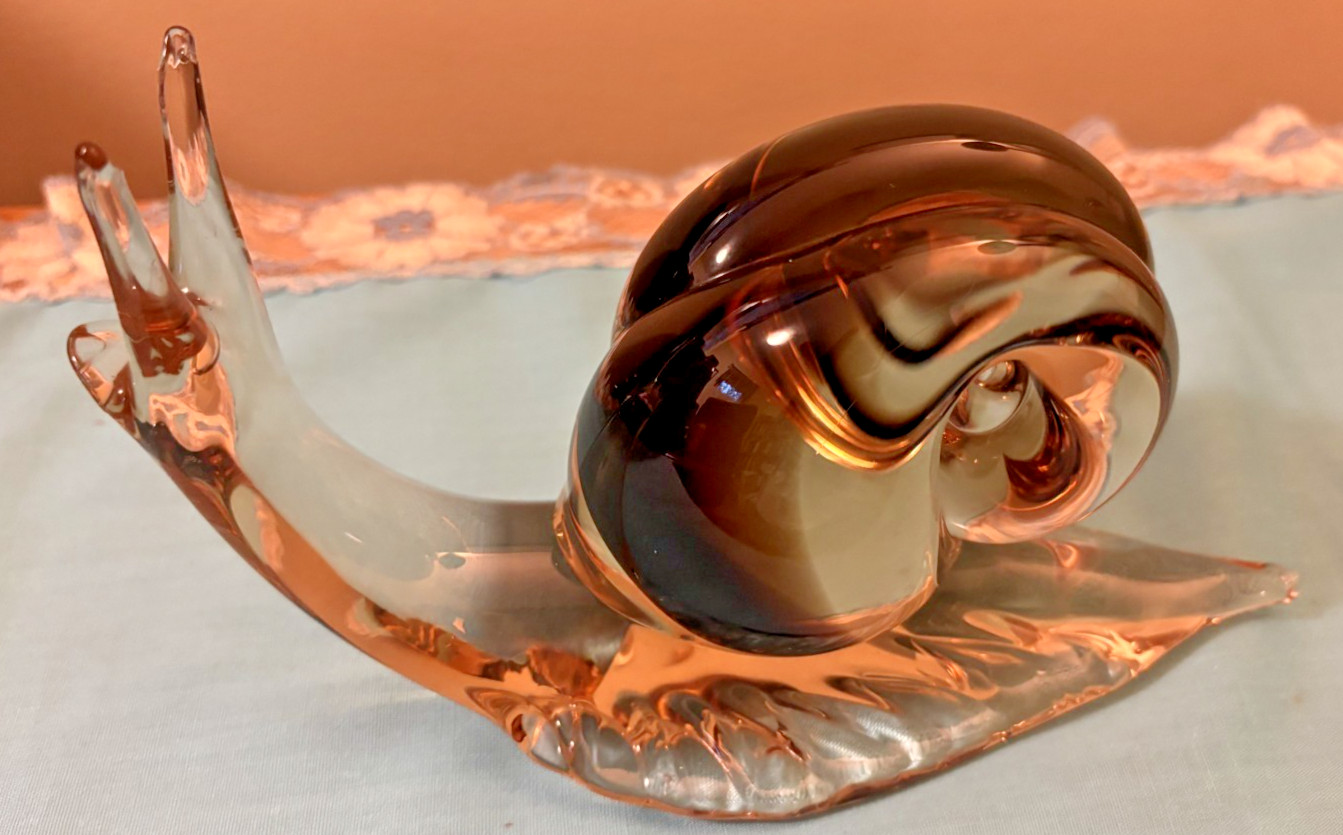 VTG Murano clear Hand Blown art glass hand blown snail V. Nason & Co 1970’s 9.5\