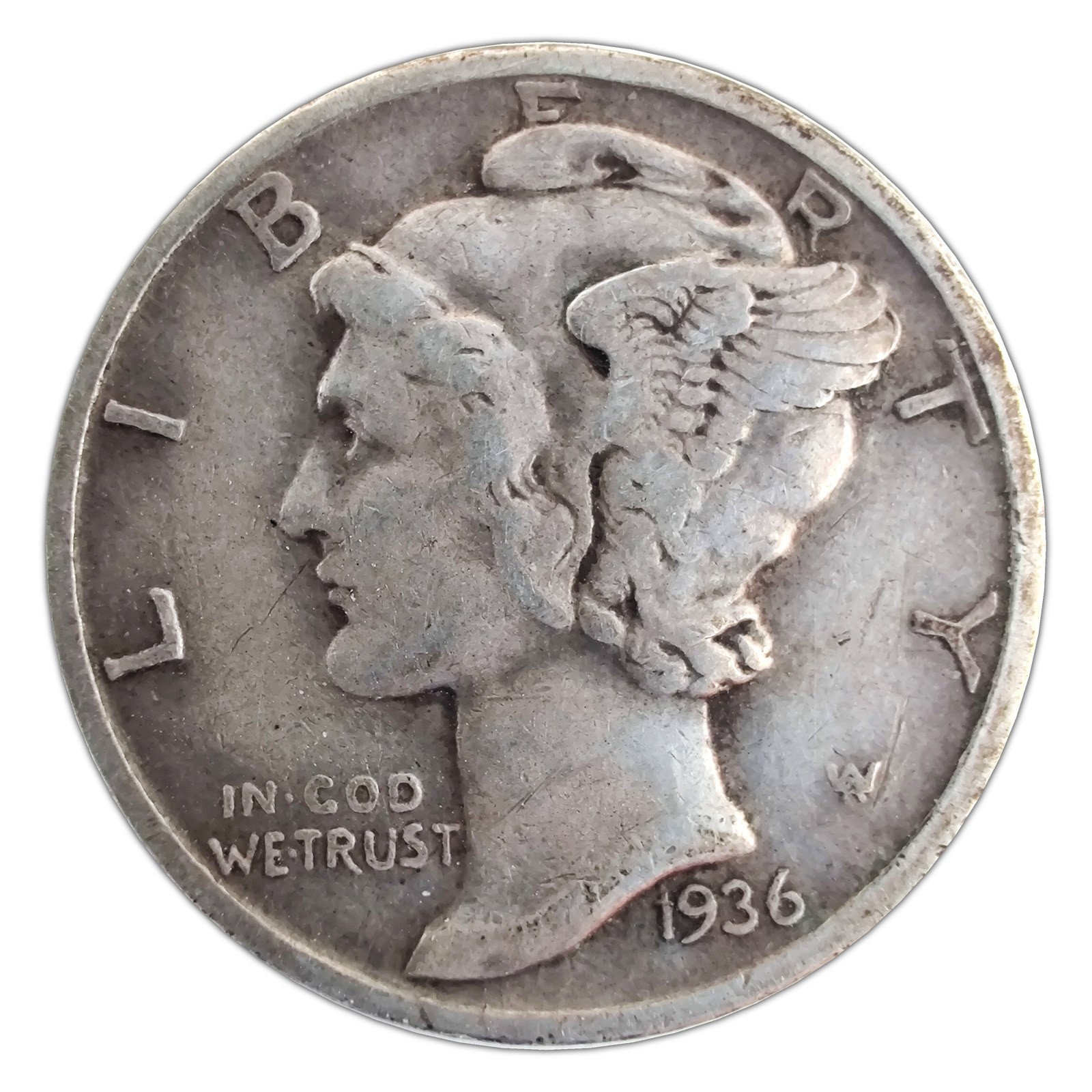 1936-D Mercury Dime F Fine 90% Silver