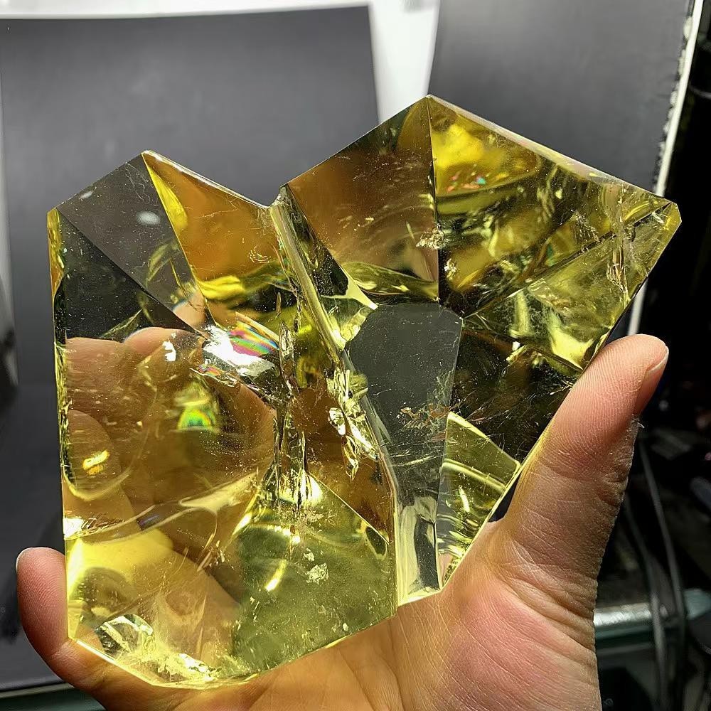 1.52LB Natural Citrine Quartz Carved Freeform Crystal Reiki Healing Decor