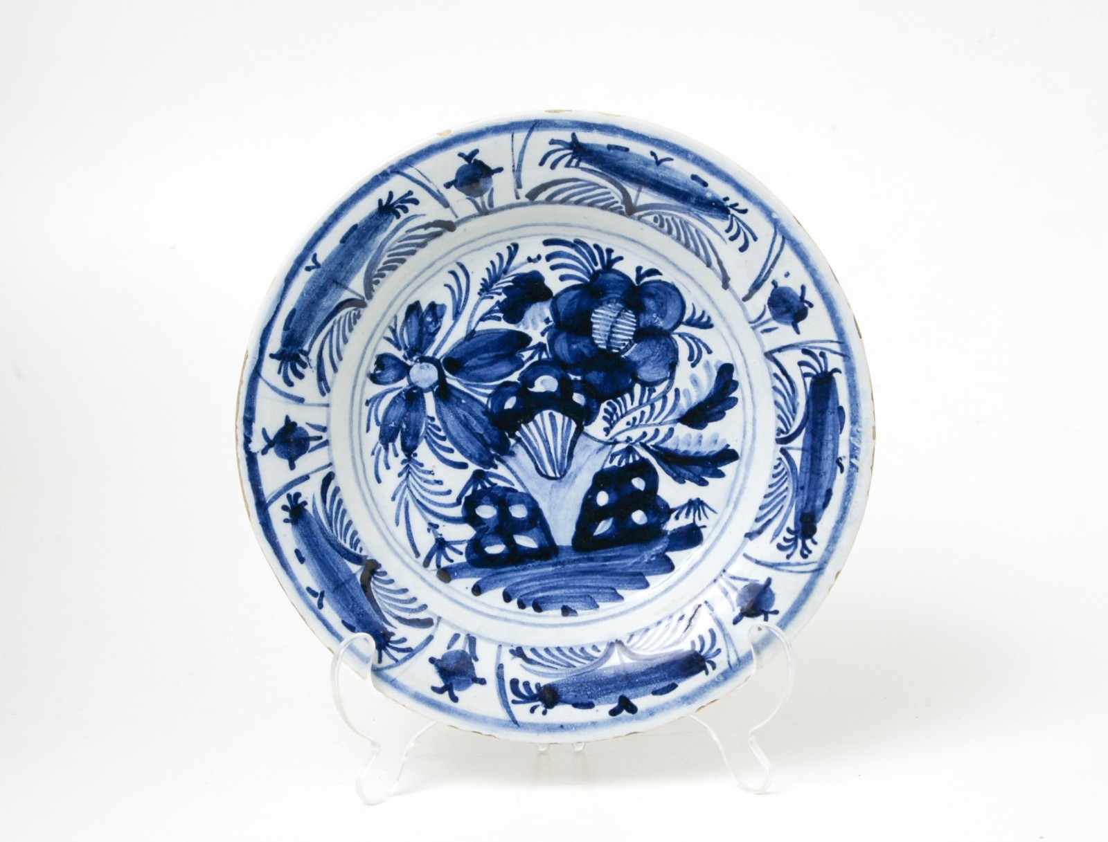 Antique Dutch Delft 18th century Floral Plate C. 1740-1760
