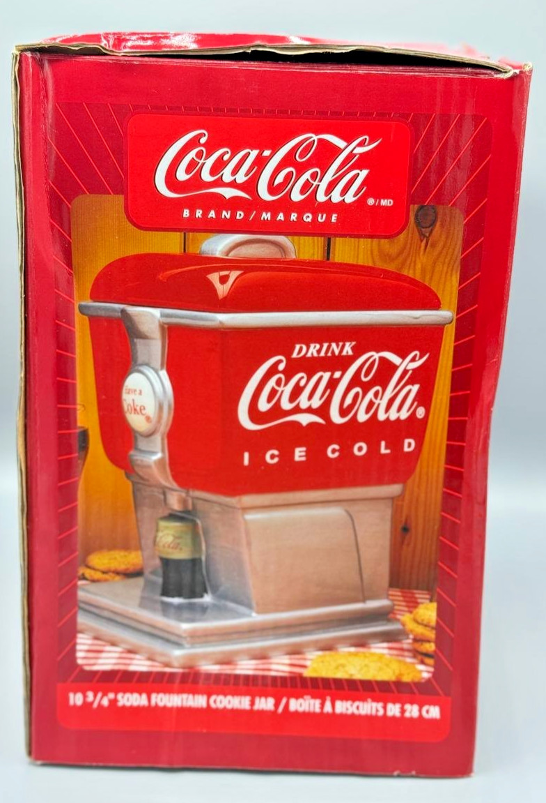 New Coca-Cola Soda Fountain Cookie Jar Ceramic Soda Dispenser Vintage Style NIB