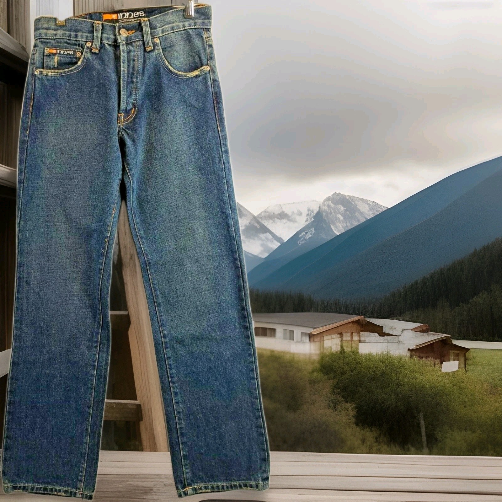 Vintage Deadstock Innes Straight Fit Blue Button Fly Denim Jeans Mens 28 x 32