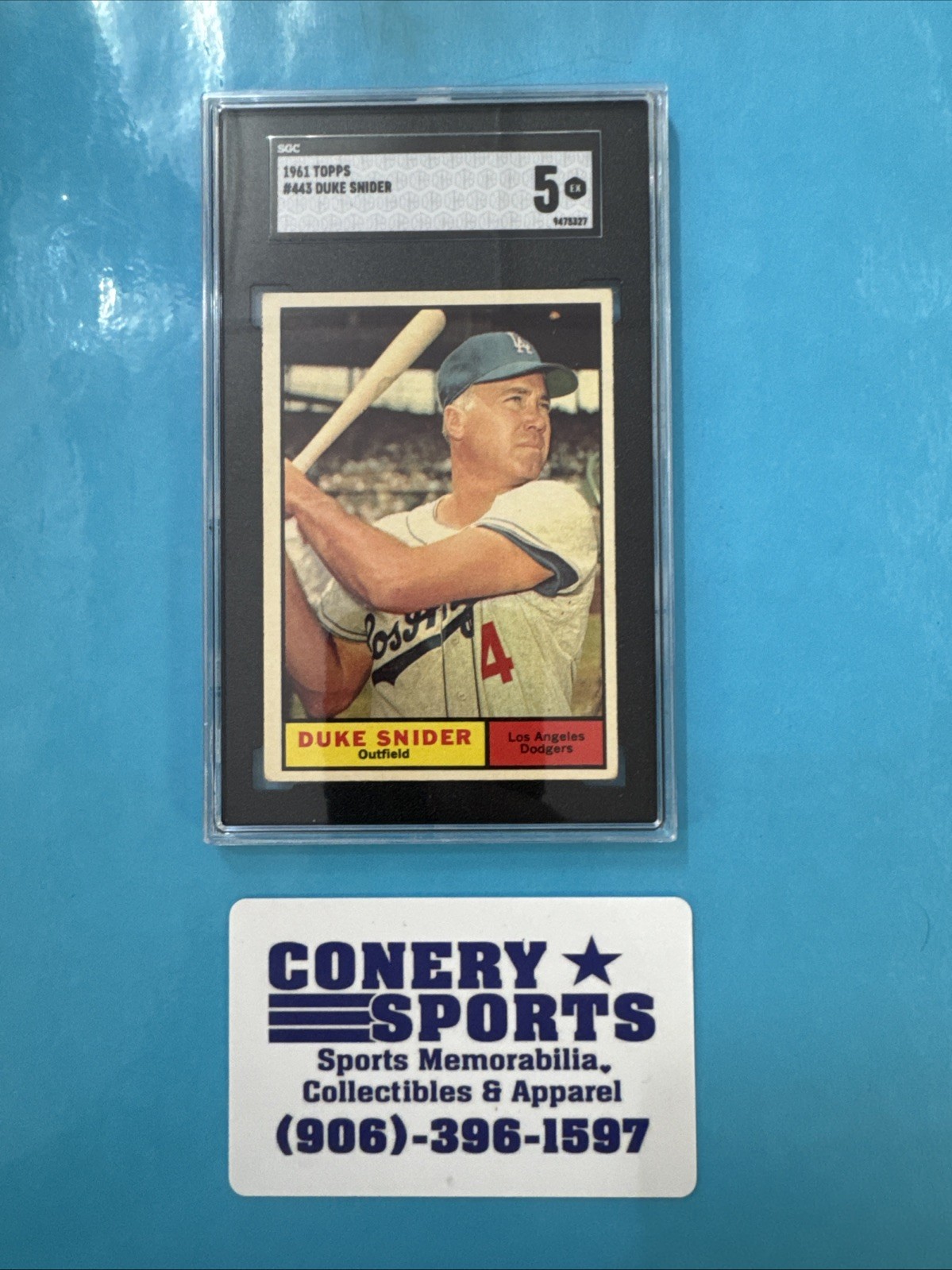1961 Topps Duke Snider Card #443 Los Angeles ￼Dodgers SGC 5