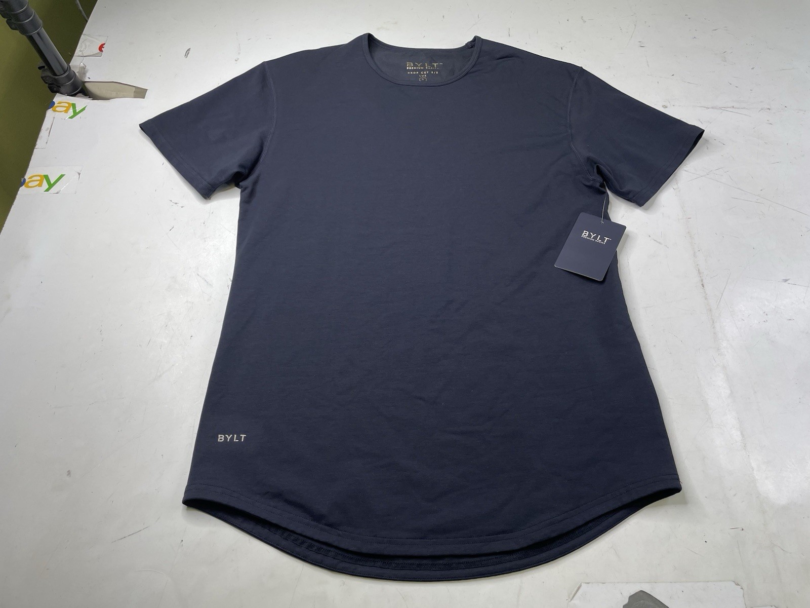 NWT BYLT Premium Basics Drop Cut Lux Short Sleeve Tee T Shirt Blue Mens Large