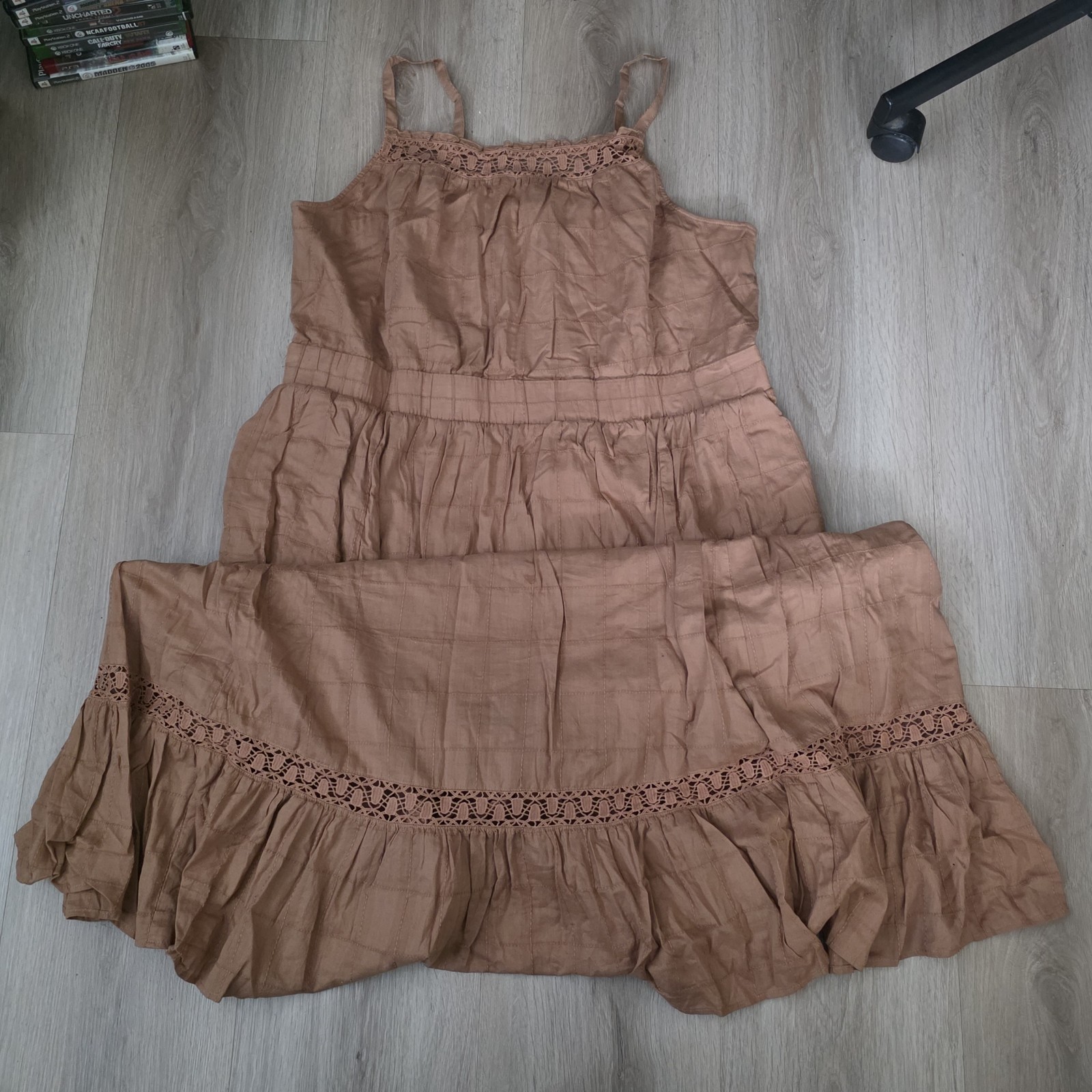 Torrid Mauve Boho Crochet Lace Trim Tiered Midi Dress Sleeveless NWT + Size 18