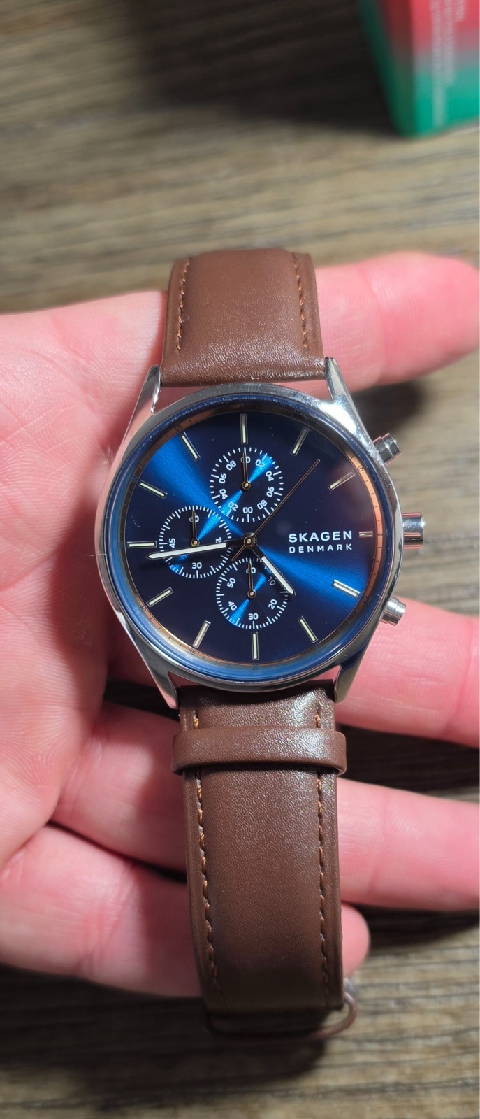 Skagen Holst SKW6916 Chronograph Blue Dial 42mm Box Papers + 2 Straps mens watch