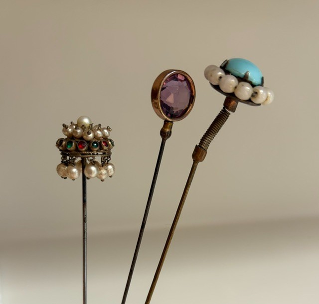3 antique hat pins and wall hat pin holder 3 antique hat pins and wall hat pin holder