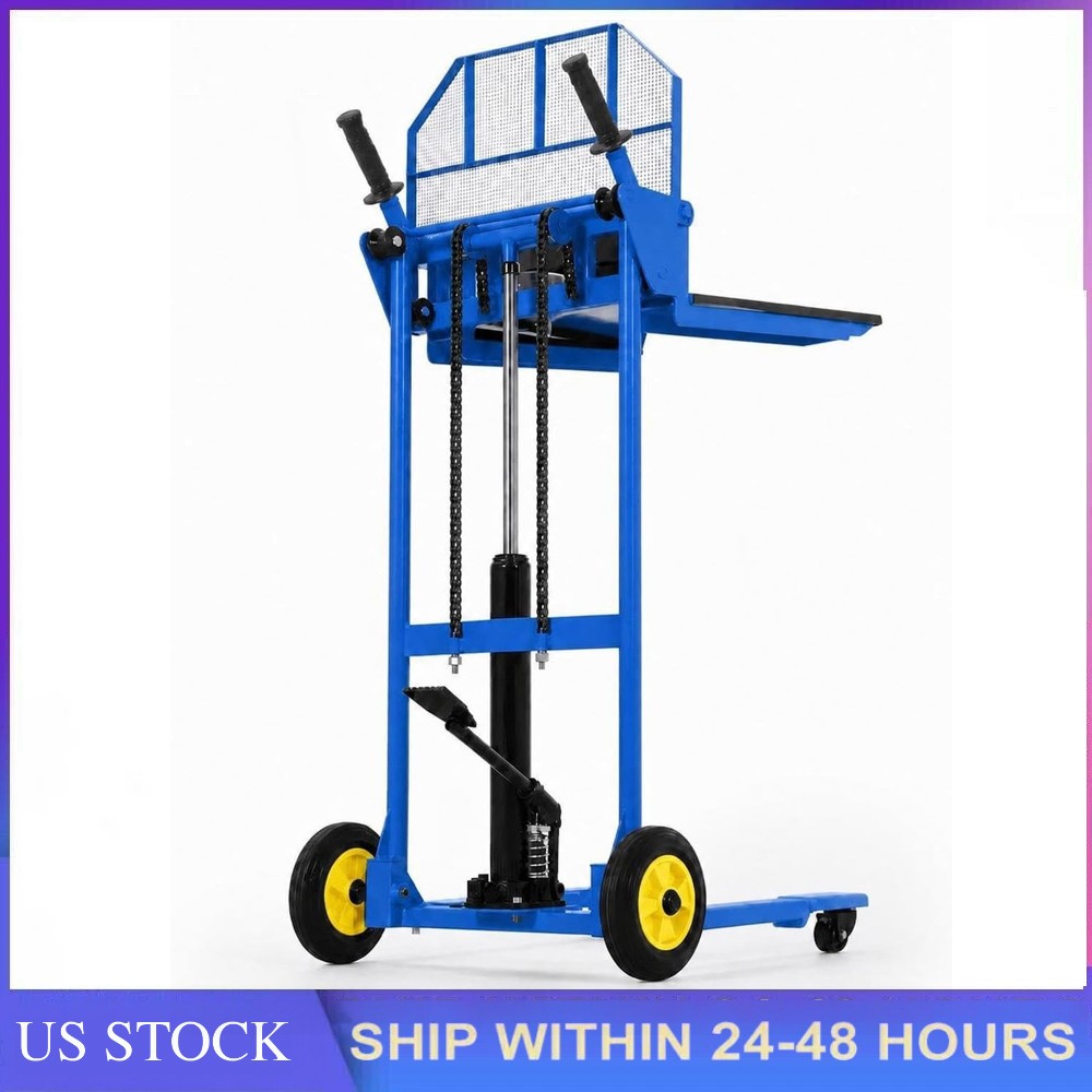 450lbs Hydraulic Material Lift Winch Stacker Pallet Dolly 36