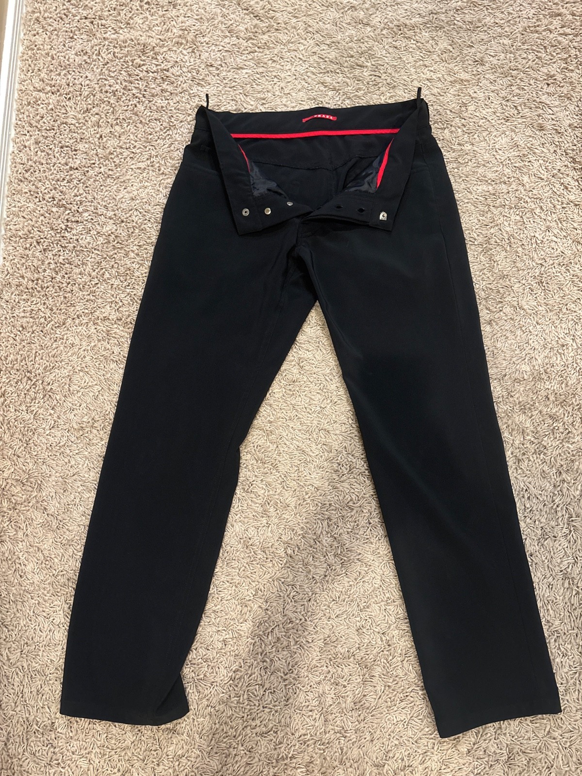 Prada Linea Rossa Black Nylon Trousers – Men\'s Size 32/30