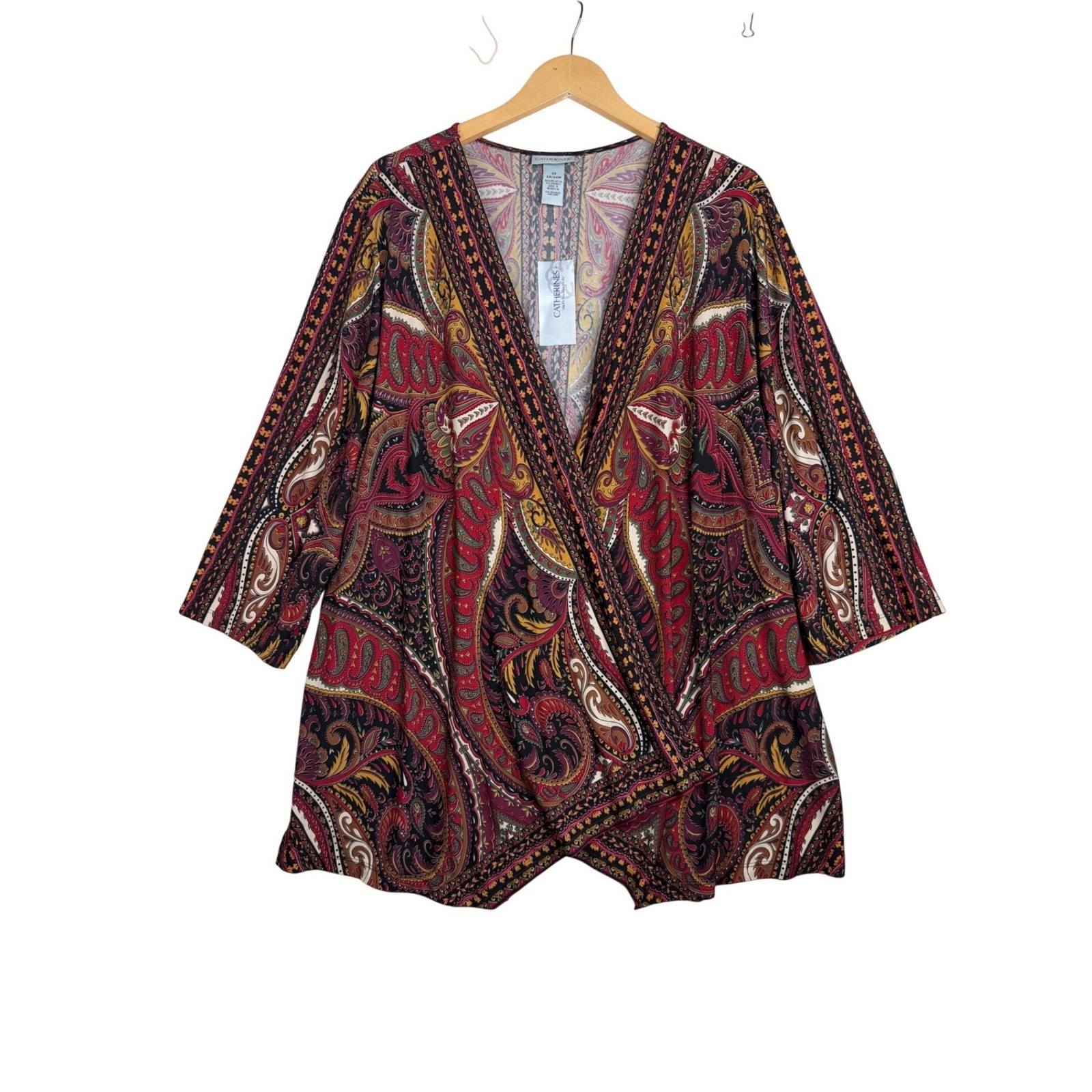 New Catherines Paisley/Multi Print Open Cardigan size 2X Multicolor New Catherines Paisley/Multi Print Open Cardigan size 2X Multicolor