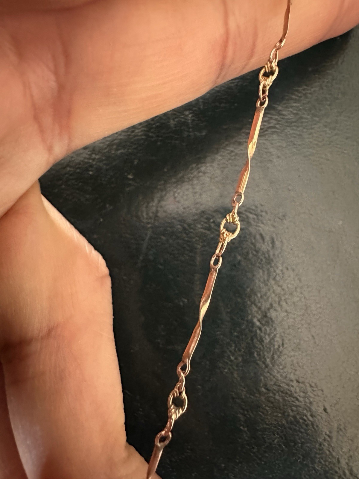 Rare Antique Edwardian 9K Rose Gold Fancy Link Chain Necklace – 3.15g, BOXED